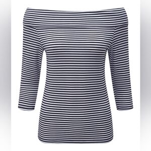 J Jill Pure Collection Striped Bardot Top